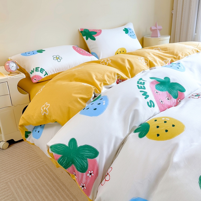 91家纺网 家纺一手货源 找家纺 芃成 2023新款全棉13070单被套 草莓之恋