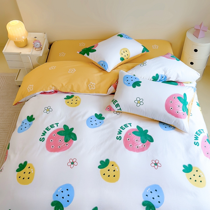 91家纺网 家纺一手货源 找家纺 芃成 2023新款全棉13070单被套 草莓之恋