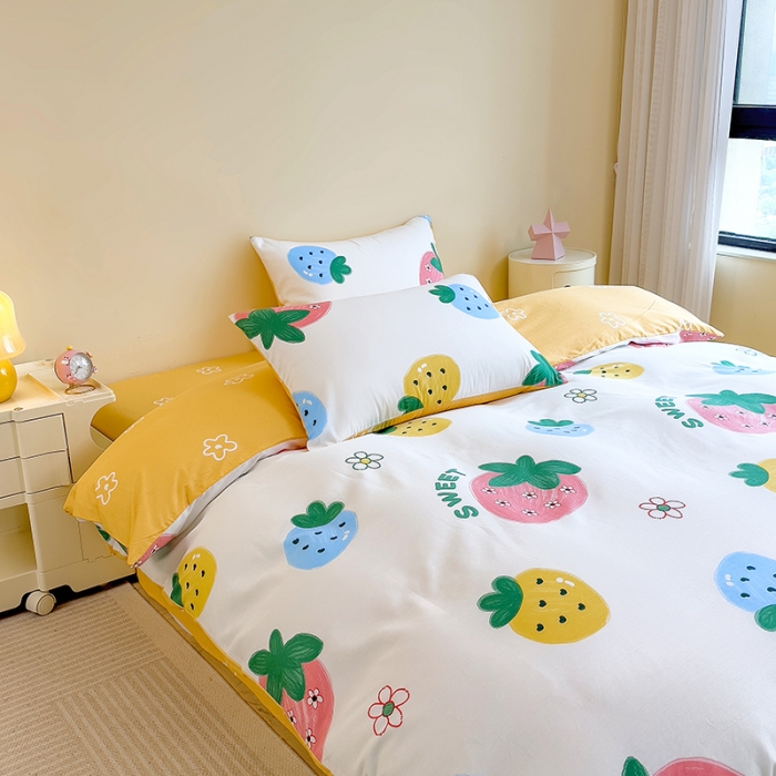 91家纺网 家纺一手货源 找家纺 芃成 2023新款全棉13070单被套 草莓之恋