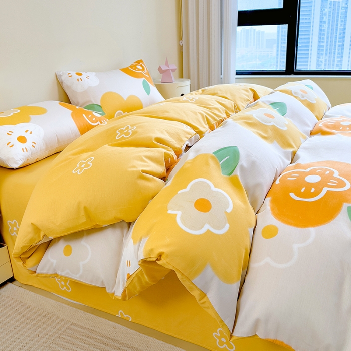 91家纺网 家纺一手货源 找家纺 芃成 2023新款全棉13070单被套 春天里 桔