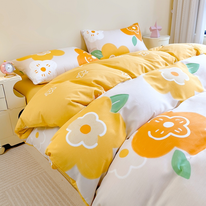 91家纺网 家纺一手货源 找家纺 芃成 2023新款全棉13070单被套 春天里 桔