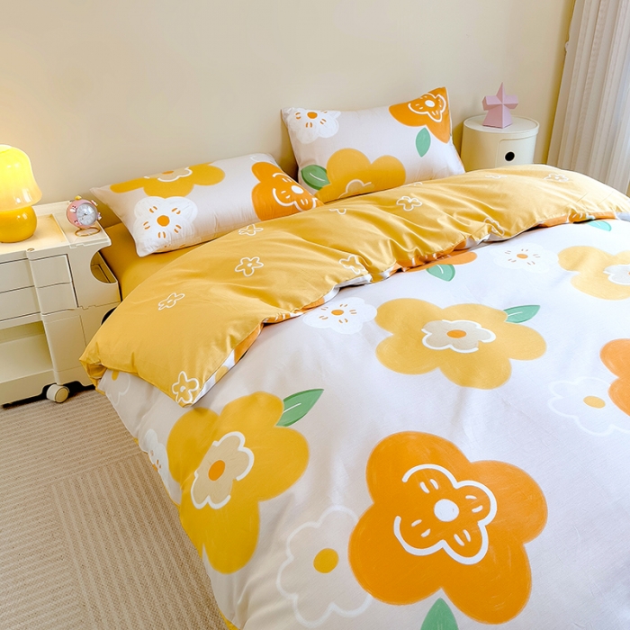 91家纺网 家纺一手货源 找家纺 芃成 2023新款全棉13070单被套 春天里 桔