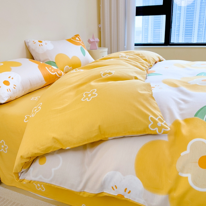 91家纺网 家纺一手货源 找家纺 芃成 2023新款全棉13070单被套 春天里 桔