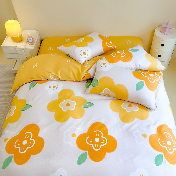 91家纺网 家纺一手货源 找家纺 芃成 2023新款全棉13070单被套 春天里 桔