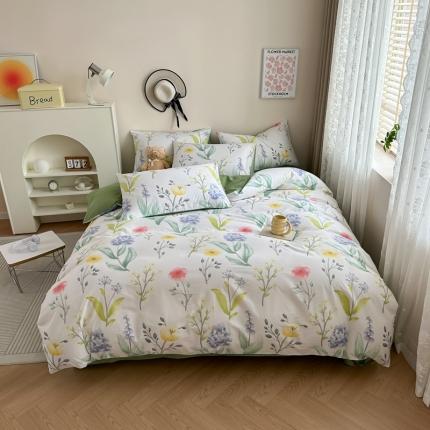 91家纺网 家纺一手货源 找家纺 惠居家 2023新款13372全棉小清新三件套四件套七瑾花