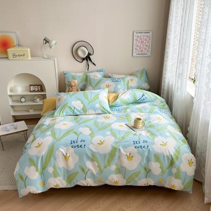 91家纺网 家纺一手货源 找家纺 惠居家 2023新款13372全棉小清新三件套四件套云中花