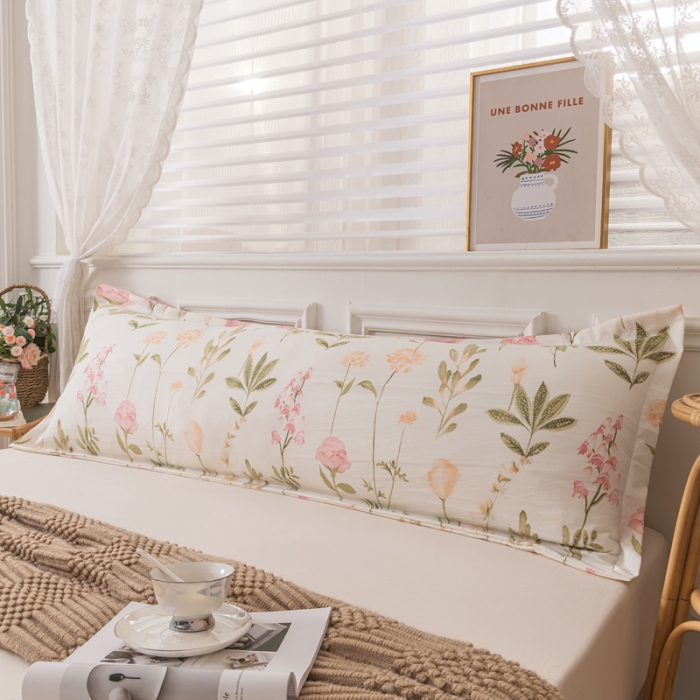 91家纺网 家纺一手货源 找家纺 梦舒羽 2025新款水洗棉麻单人枕头套亲肤双人枕套 繁花似锦