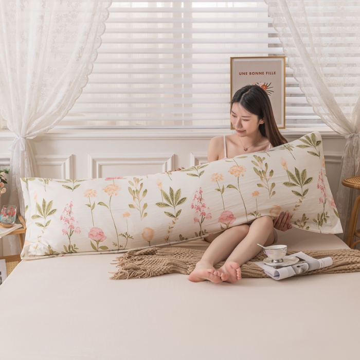 91家纺网 家纺一手货源 找家纺 梦舒羽 2025新款水洗棉麻单人枕头套亲肤双人枕套 繁花似锦