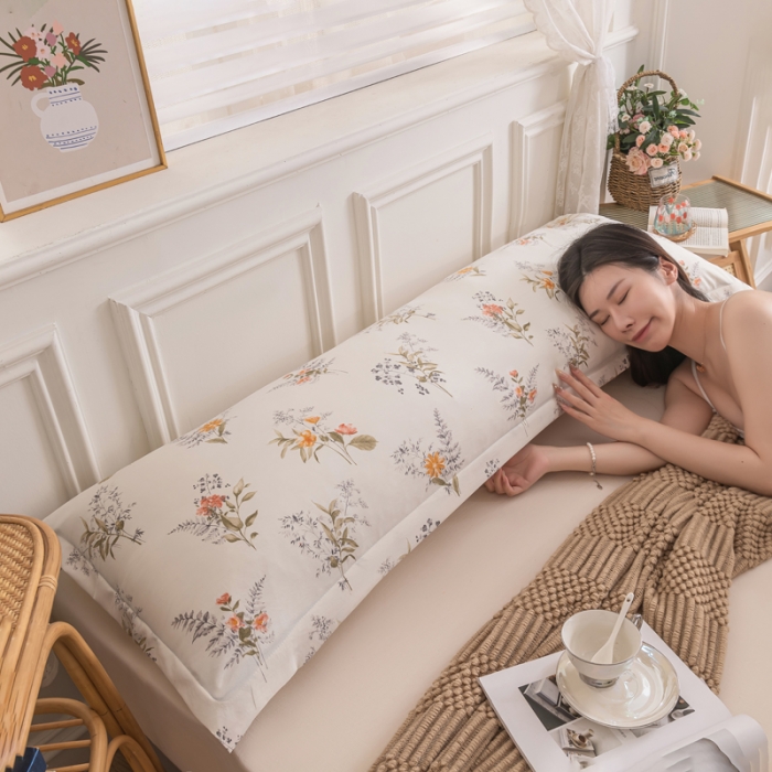 91家纺网 家纺一手货源 找家纺 梦舒羽 2025新款水洗棉麻单人枕头套亲肤双人枕套 花海
