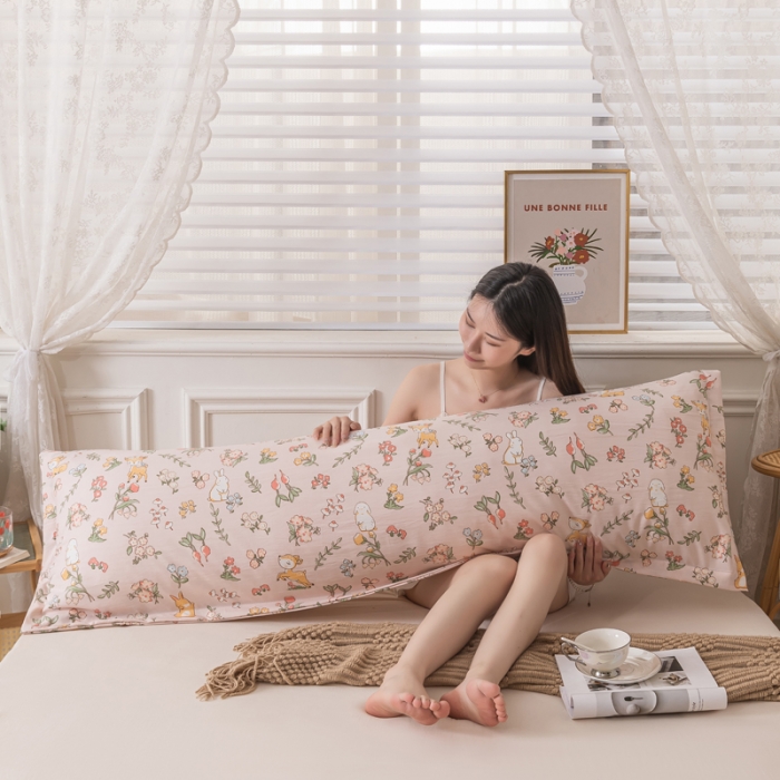 91家纺网 家纺一手货源 找家纺 梦舒羽 2025新款水洗棉麻单人枕头套亲肤双人枕套 花中鹿