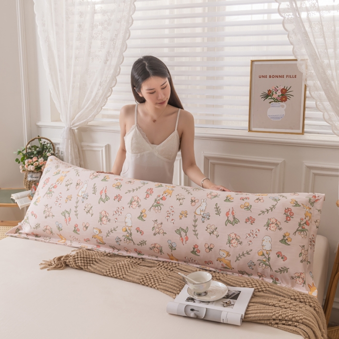 91家纺网 家纺一手货源 找家纺 梦舒羽 2025新款水洗棉麻单人枕头套亲肤双人枕套 花中鹿