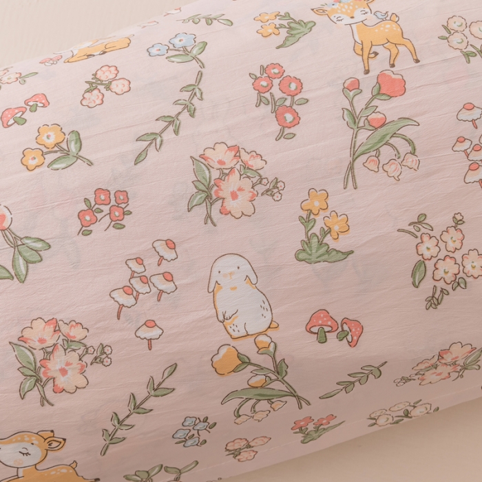 91家纺网 家纺一手货源 找家纺 梦舒羽 2025新款水洗棉麻单人枕头套亲肤双人枕套 花中鹿