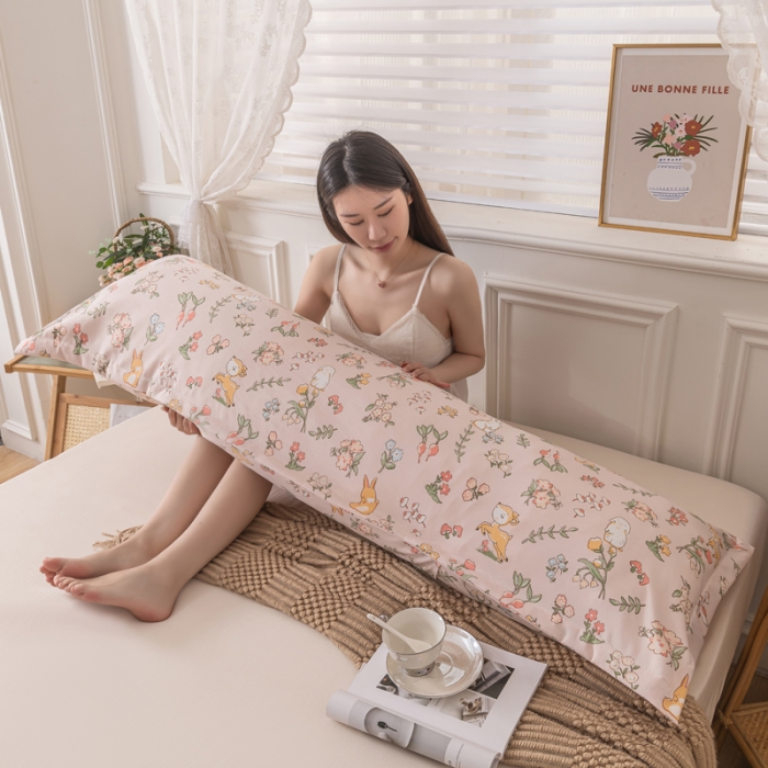 91家纺网 家纺一手货源 找家纺 梦舒羽 2025新款水洗棉麻单人枕头套亲肤双人枕套 花中鹿