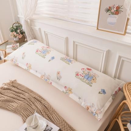 91家纺网 家纺一手货源 找家纺 梦舒羽 2025新款水洗棉麻单人枕头套亲肤双人枕套 花中兔