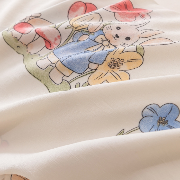 91家纺网 家纺一手货源 找家纺 梦舒羽 2025新款水洗棉麻单人枕头套亲肤双人枕套 花中兔