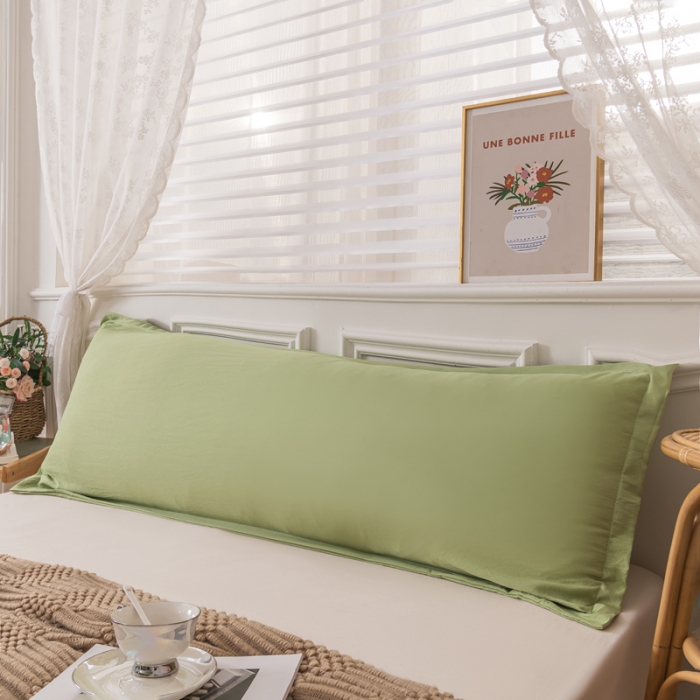 91家纺网 家纺一手货源 找家纺 梦舒羽 2025新款水洗棉麻单人枕头套亲肤双人枕套 牛油果绿