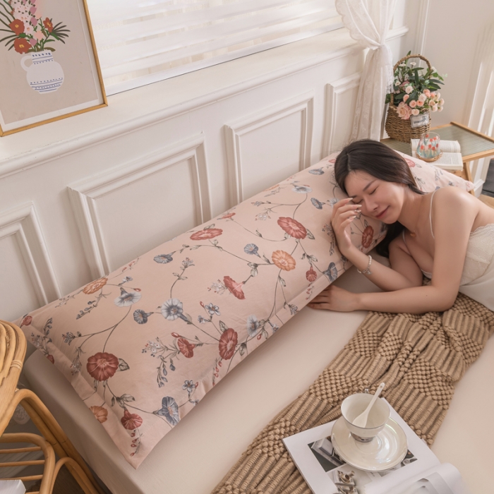 91家纺网 家纺一手货源 找家纺 梦舒羽 2025新款水洗棉麻单人枕头套亲肤双人枕套 牵牛花