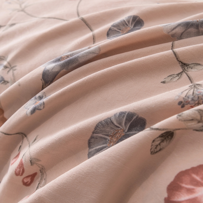 91家纺网 家纺一手货源 找家纺 梦舒羽 2025新款水洗棉麻单人枕头套亲肤双人枕套 牵牛花