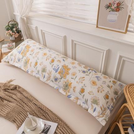 91家纺网 家纺一手货源 找家纺 梦舒羽 2025新款水洗棉麻单人枕头套亲肤双人枕套 太阳花