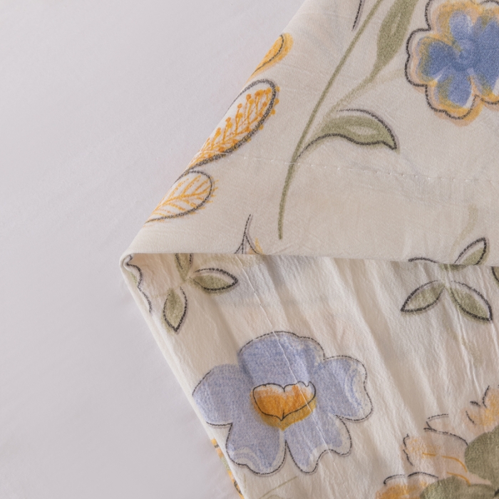 91家纺网 家纺一手货源 找家纺 梦舒羽 2025新款水洗棉麻单人枕头套亲肤双人枕套 太阳花