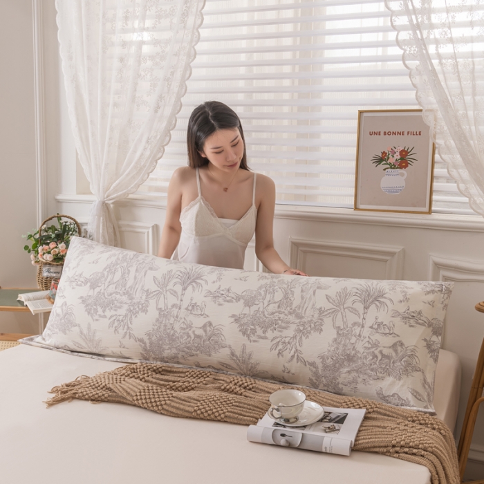 91家纺网 家纺一手货源 找家纺 梦舒羽 2025新款水洗棉麻单人枕头套亲肤双人枕套 逐风