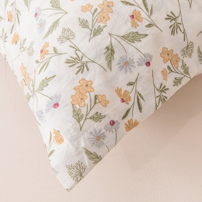 91家纺网 家纺一手货源 找家纺 梦舒羽 2025新款水洗棉麻单人枕头套亲肤双人枕套 小碎花