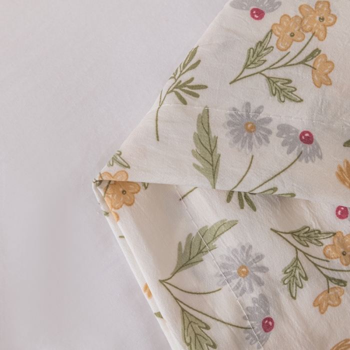 91家纺网 家纺一手货源 找家纺 梦舒羽 2025新款水洗棉麻单人枕头套亲肤双人枕套 小碎花