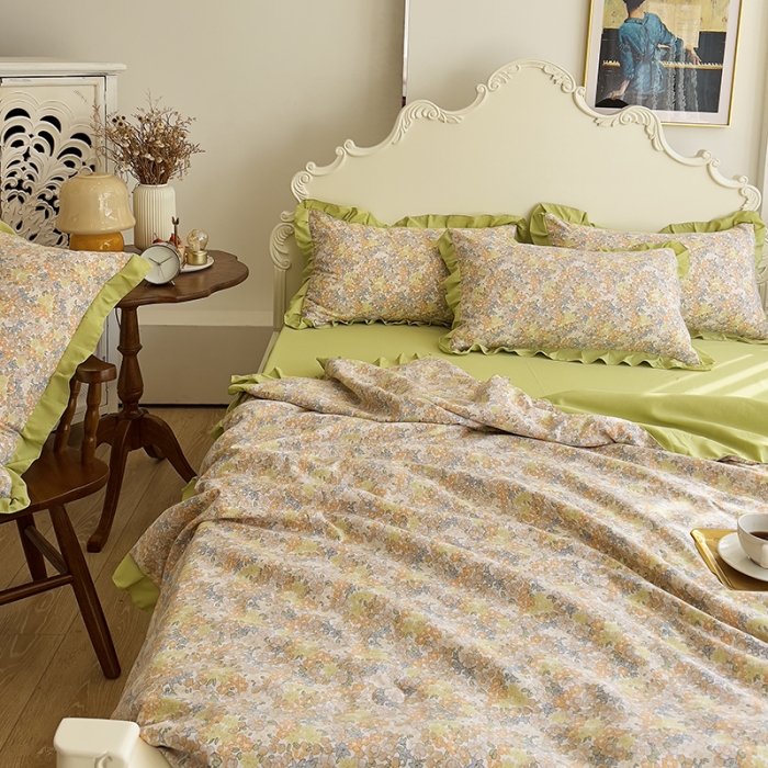 91家纺网 家纺一手货源 找家纺 梦莱斯 2023新款水洗棉麻印花夏被四件套 （9）