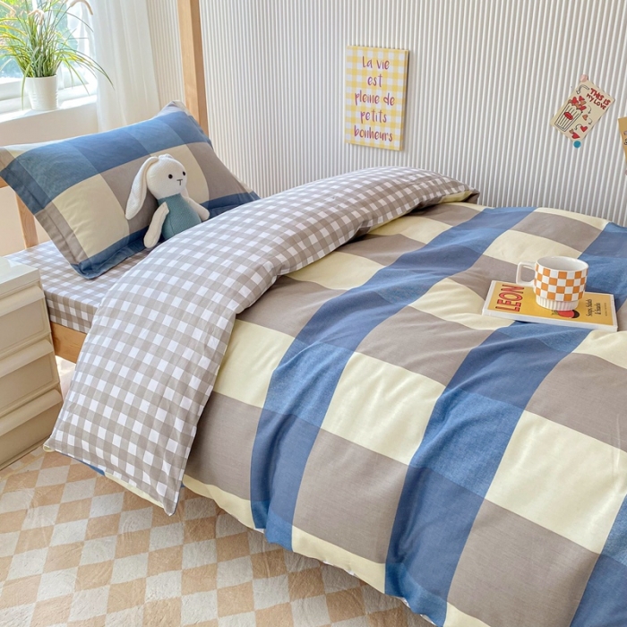 91家纺网 家纺一手货源 找家纺 棉造 2023新款13372纯棉学生宿舍上下床套件全棉三件套六件套 格莱姆-MZ