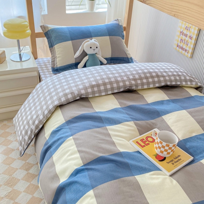 91家纺网 家纺一手货源 找家纺 棉造 2023新款13372纯棉学生宿舍上下床套件全棉三件套六件套 格莱姆-MZ