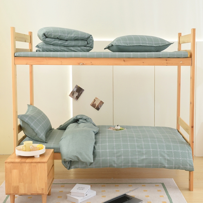 91家纺网 家纺一手货源 找家纺 棉造 2023新款13372纯棉学生宿舍上下床套件全棉三件套六件套 华夫格-MZ