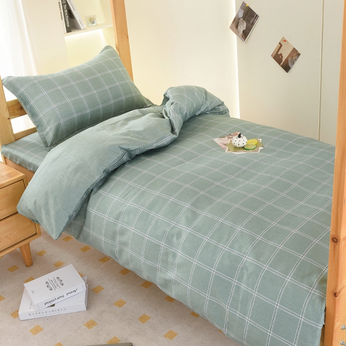 91家纺网 家纺一手货源 找家纺 棉造 2023新款13372纯棉学生宿舍上下床套件全棉三件套六件套 华夫格-MZ