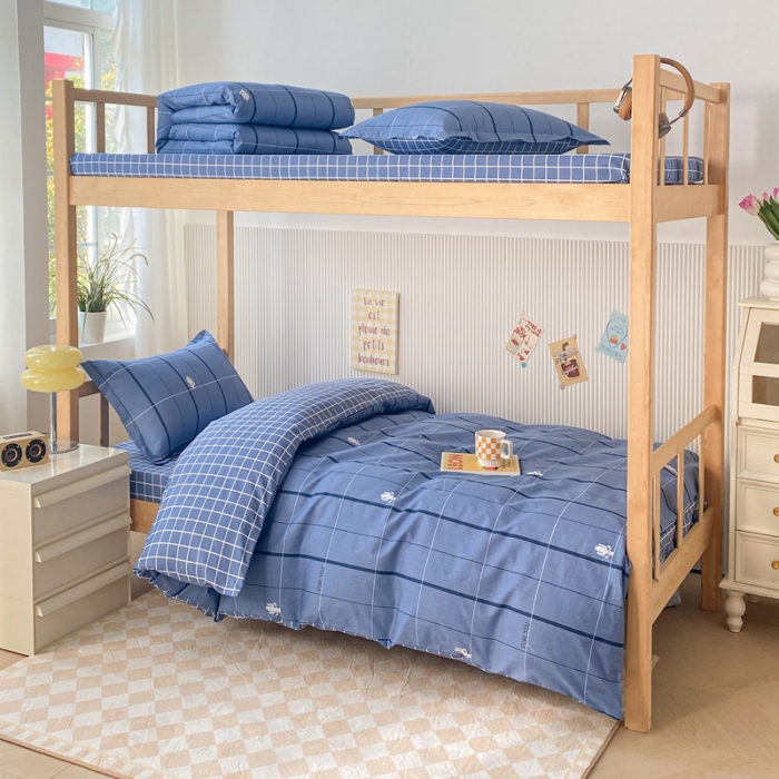 91家纺网 家纺一手货源 找家纺 棉造 13372纯棉学生宿舍上下床套件全棉三件套六件套 魅蓝-MZ