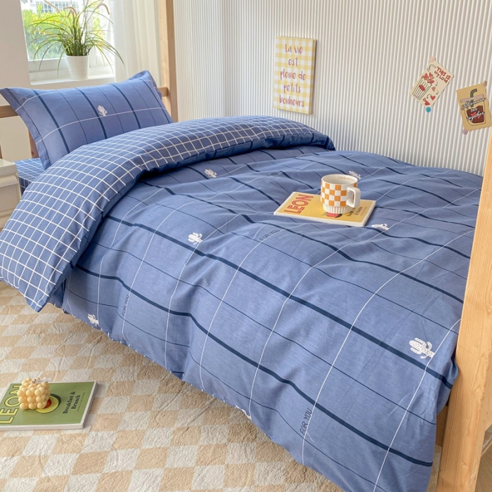 91家纺网 家纺一手货源 找家纺 棉造 13372纯棉学生宿舍上下床套件全棉三件套六件套 魅蓝-MZ