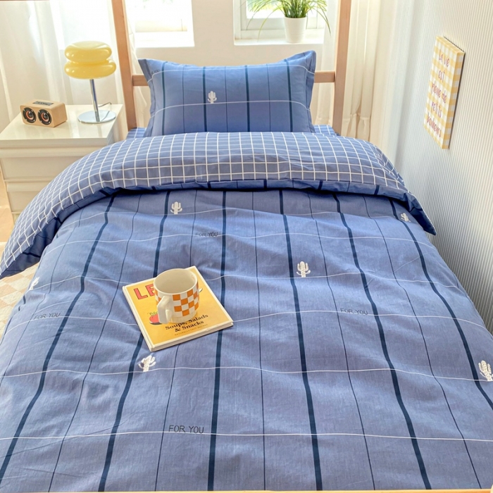 91家纺网 家纺一手货源 找家纺 棉造 13372纯棉学生宿舍上下床套件全棉三件套六件套 魅蓝-MZ