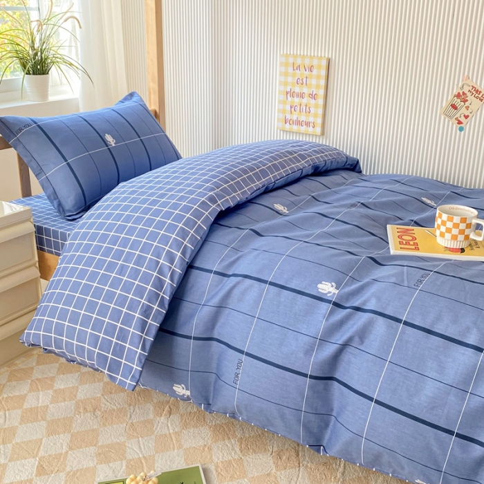 91家纺网 家纺一手货源 找家纺 棉造 13372纯棉学生宿舍上下床套件全棉三件套六件套 魅蓝-MZ
