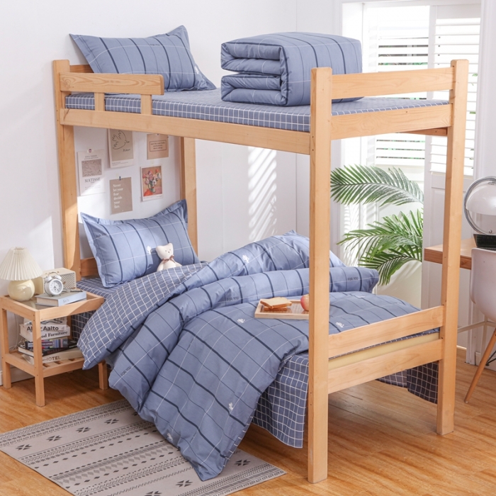 91家纺网 家纺一手货源 找家纺 棉造 13372纯棉学生宿舍上下床套件全棉三件套六件套 魅蓝-MZ