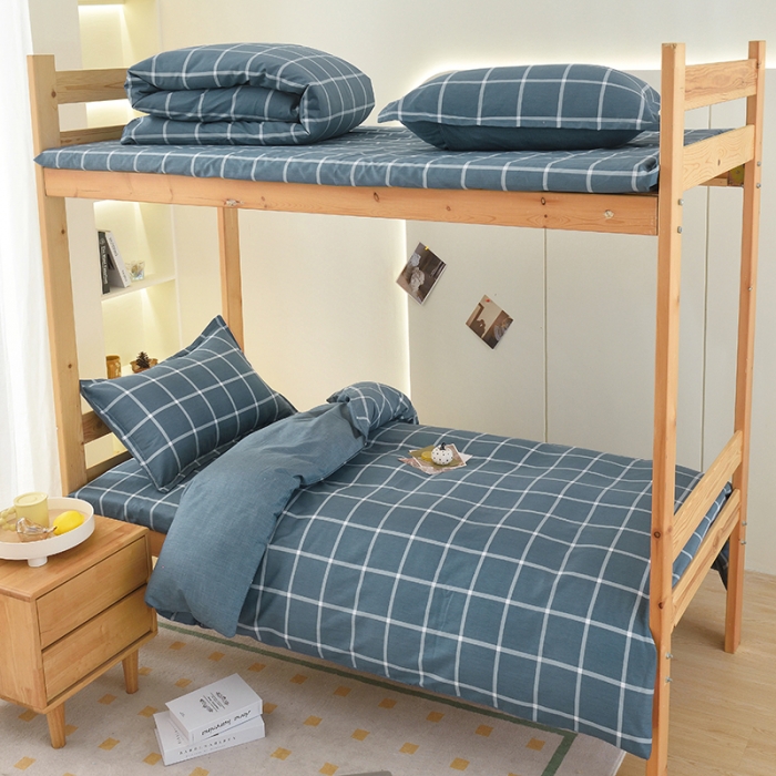 91家纺网 家纺一手货源 找家纺 棉造 2023新款13372纯棉学生宿舍上下床套件全棉三件套六件套 摩卡-MZ