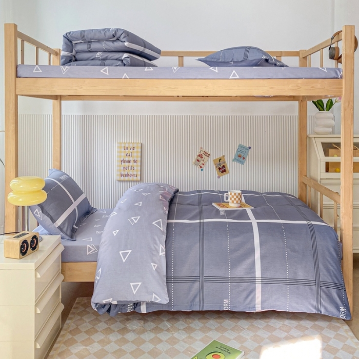 91家纺网 家纺一手货源 找家纺 棉造 13372纯棉学生宿舍上下床套件全棉三件套六件套 穆夏-MZ