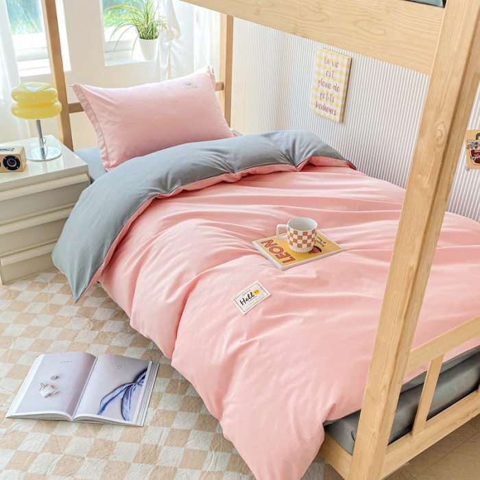 91家纺网 家纺一手货源 找家纺 棉造 13372纯棉学生宿舍上下床套件全棉三件套六件套 奶油玉-MZ