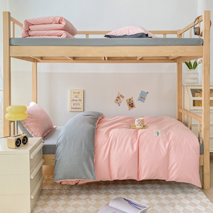 91家纺网 家纺一手货源 找家纺 棉造 13372纯棉学生宿舍上下床套件全棉三件套六件套 奶油玉-MZ