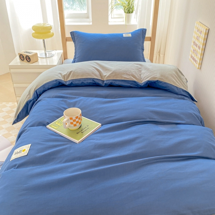 91家纺网 家纺一手货源 找家纺 棉造 13372纯棉学生宿舍上下床套件全棉三件套六件套 牛仔蓝-MZ