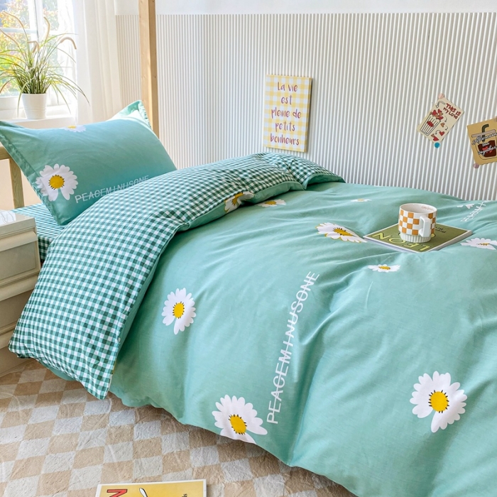 91家纺网 家纺一手货源 找家纺 棉造 13372纯棉学生宿舍上下床套件全棉三件套六件套 清新世界-MZ