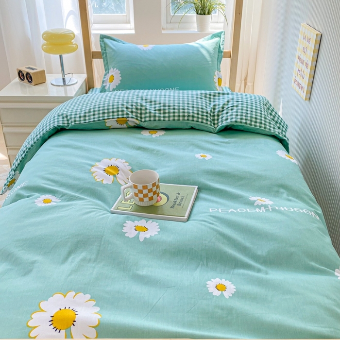 91家纺网 家纺一手货源 找家纺 棉造 13372纯棉学生宿舍上下床套件全棉三件套六件套 清新世界-MZ