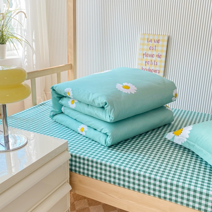 91家纺网 家纺一手货源 找家纺 棉造 13372纯棉学生宿舍上下床套件全棉三件套六件套 清新世界-MZ