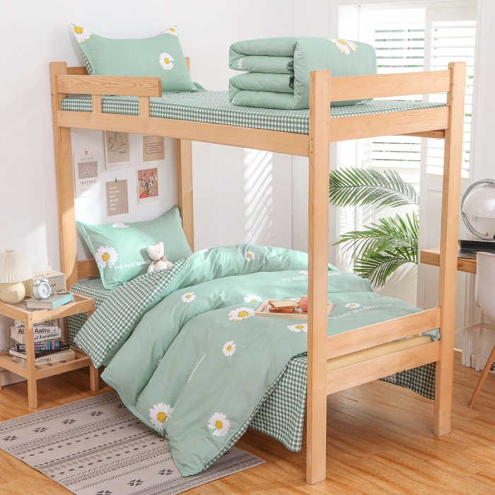 91家纺网 家纺一手货源 找家纺 棉造 13372纯棉学生宿舍上下床套件全棉三件套六件套 清新世界-MZ