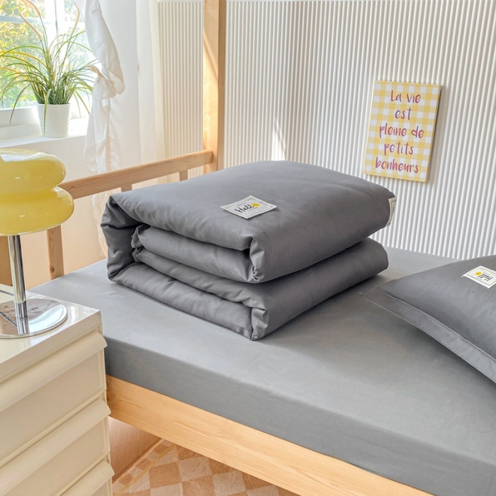 91家纺网 家纺一手货源 找家纺 棉造 13372纯棉学生宿舍上下床套件全棉三件套六件套 深灰-MZ