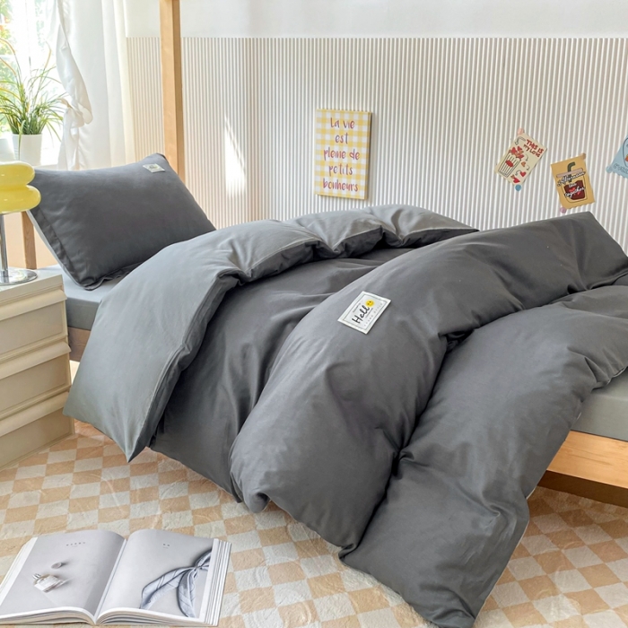 91家纺网 家纺一手货源 找家纺 棉造 13372纯棉学生宿舍上下床套件全棉三件套六件套 深灰-MZ