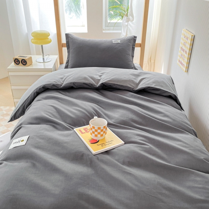 91家纺网 家纺一手货源 找家纺 棉造 13372纯棉学生宿舍上下床套件全棉三件套六件套 深灰-MZ