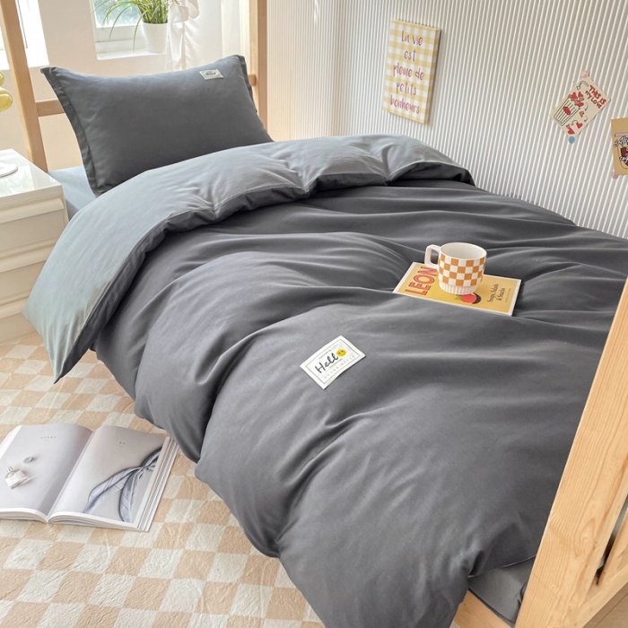 91家纺网 家纺一手货源 找家纺 棉造 13372纯棉学生宿舍上下床套件全棉三件套六件套 深灰-MZ